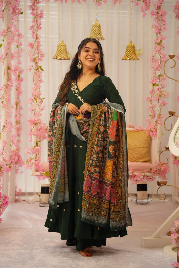 Pure Chinon Silk Anarkali Salwar Suit With Dupatta Set