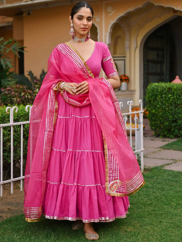 PINK PAISLEY GOTA ANARKALI SET